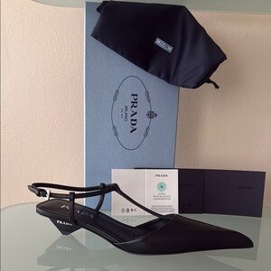NIB PRADA Modellerie Pointed toe kitten Heel Slingback PUMP/shoes 8-8.5 US/38.5